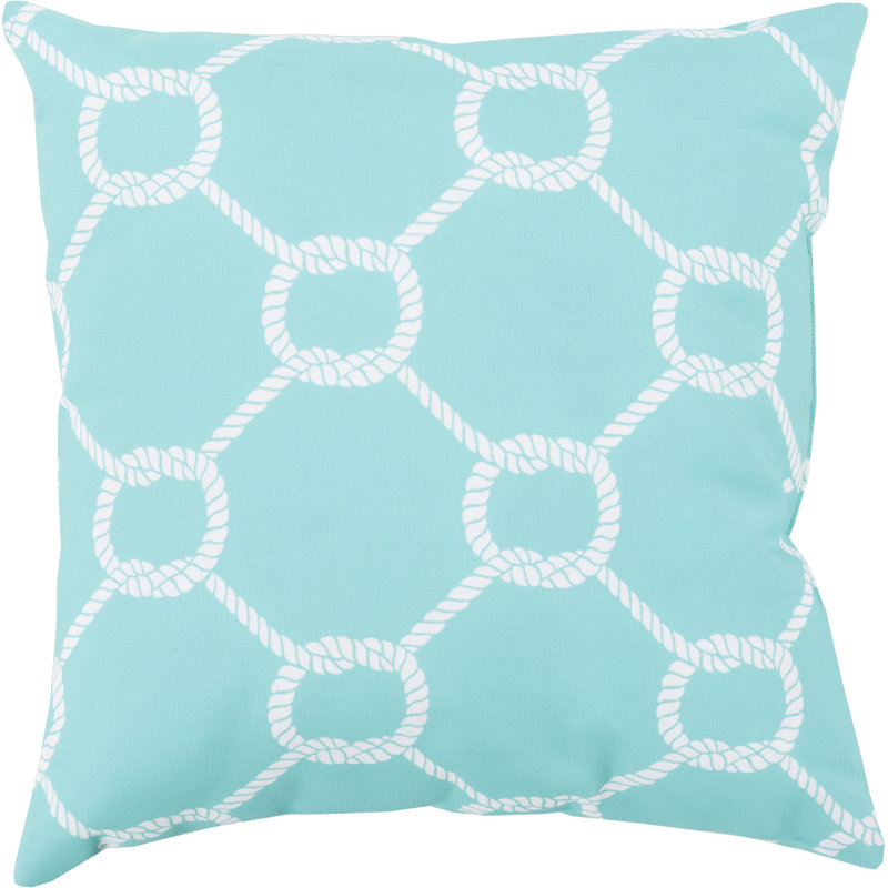 Rain Ikat Outdoor Reversible Pillow Cover, Sky Blue/Ivory, 20" x 20" 