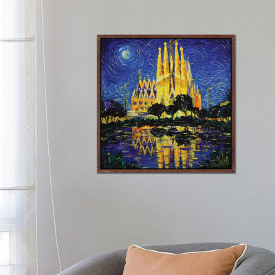 Sagrada Familia Barcelona Mirrored by Mona Edulesco - Painting on Canvas