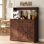 Armoire-bar 39,4 po avec crochets et station de charge avec tablettes supérieures
