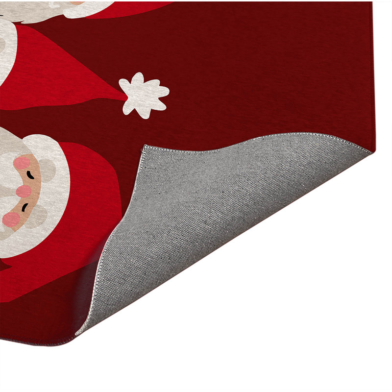 Paillasson Père Noël et flocons de neige, Rouge profond, L 36 po x L 60 po