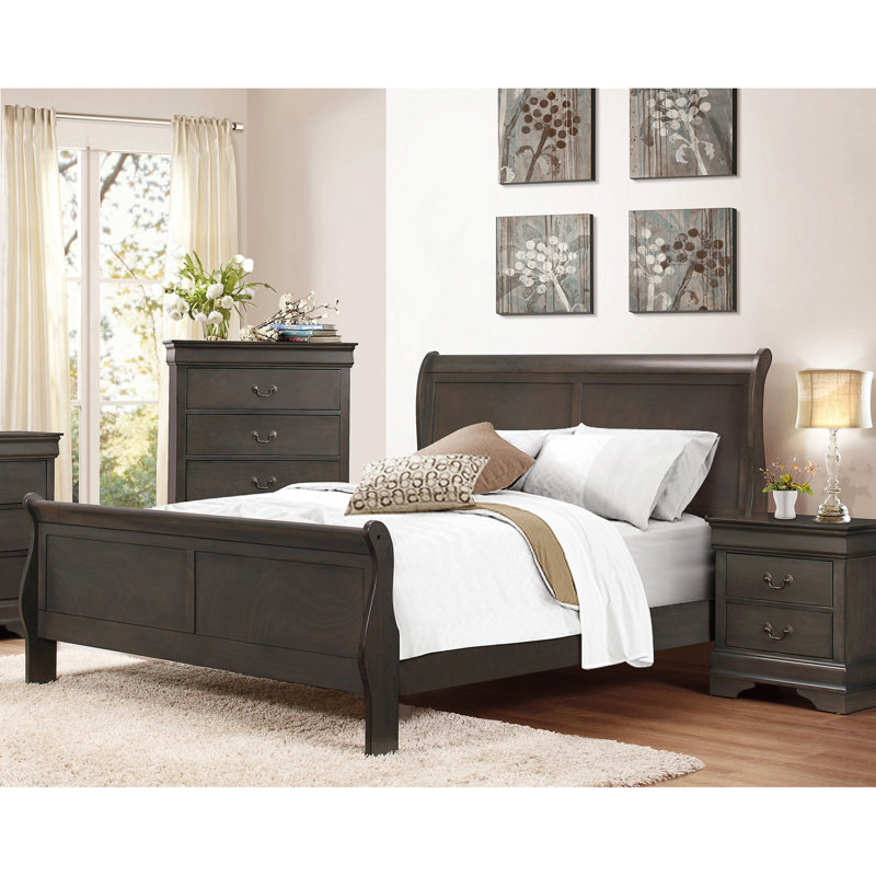 Lit Stain Grey, Gris, Grand lit