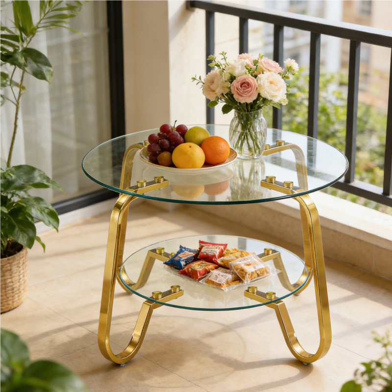 Table basse ronde Modern, Doré