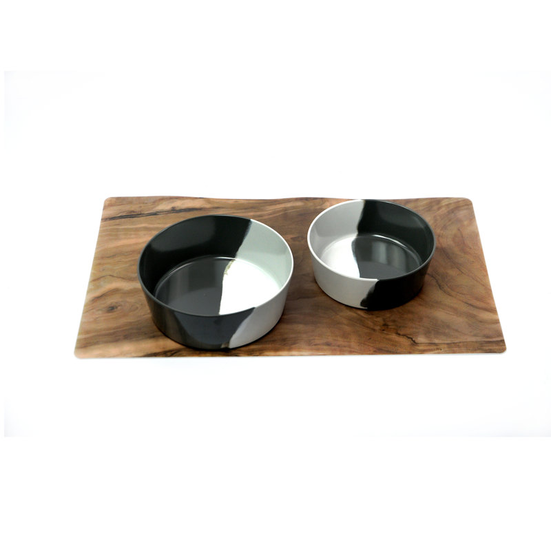 Monserrat Anti-Skid Pet Bowl, 6.4cm H x 17.9cm W x 17.9cm D, Black/White