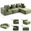 Cube compressé - 33001, modulaire pour installation en ligne droite ou au lit, sans assemblage, compact tout compressé, velours côtelé doux, zone principale 4 sièges 33001, bureau à domicile à configuration flexible, assemblage-572281696
