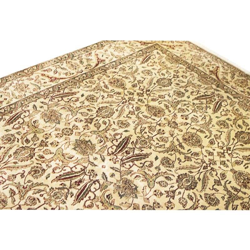 Hand Knotted Wool Area Rug in Beige