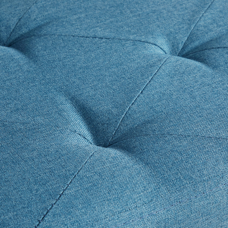 Repose-pieds rembourré Benita, Mélange de polyester bleu