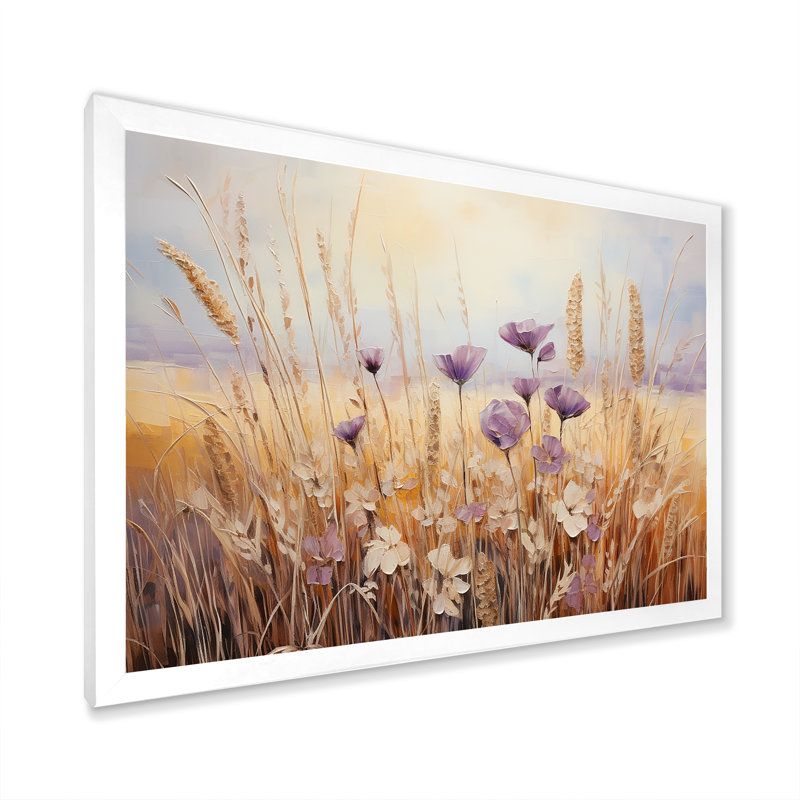 Minimalisme prairie magique IV sur toile, Cadre simple blanc, H 16 po x l 32 po x P 1 po