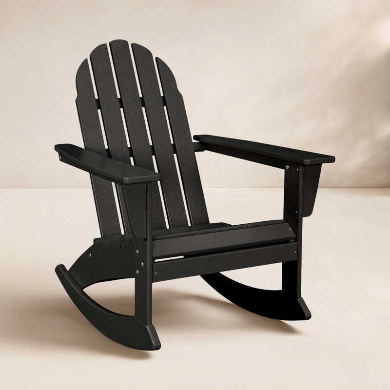 POLYWOOD Vineyard Adirondack Rocking Chair, Black