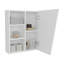 Armoire à pharmacie blanche avec porte en miroir et rangement ouvert