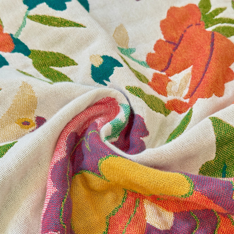 Cotton Blanket - Yarn Dyed Jacquard Folded Hem, Twin