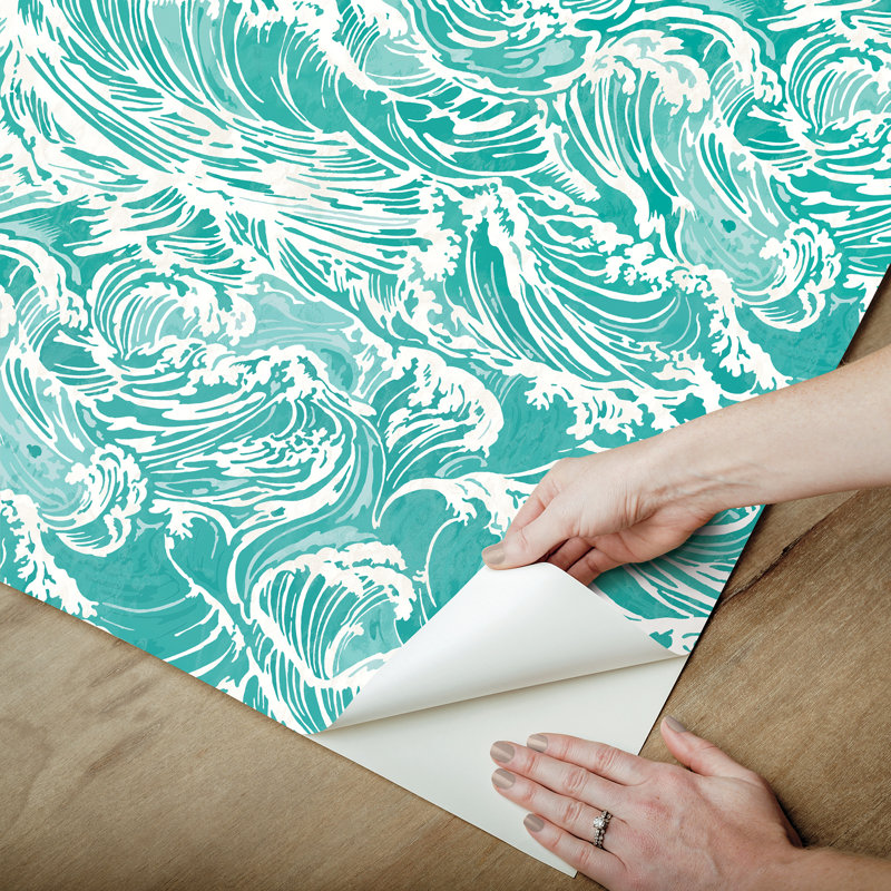 Papier peint adhésif Crashing Waves, Vert