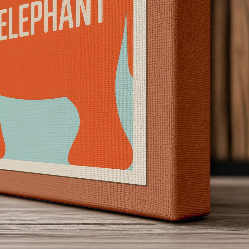 Elephant Study Grid Mid-Century - Wrapped Canvas, 18x12 - 45.7 x 30.5 cm, Terracotta Border