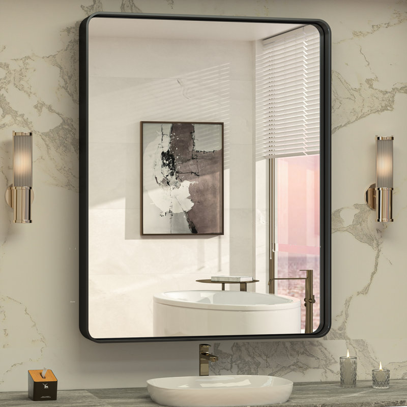 Miroir mural Brayner, 30 po x 36 po, Noir