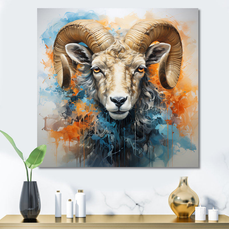 " Teal Teal Sheep Transcendent Wool ", Wrapped Canvas, 16" H x 16" W x 1" D