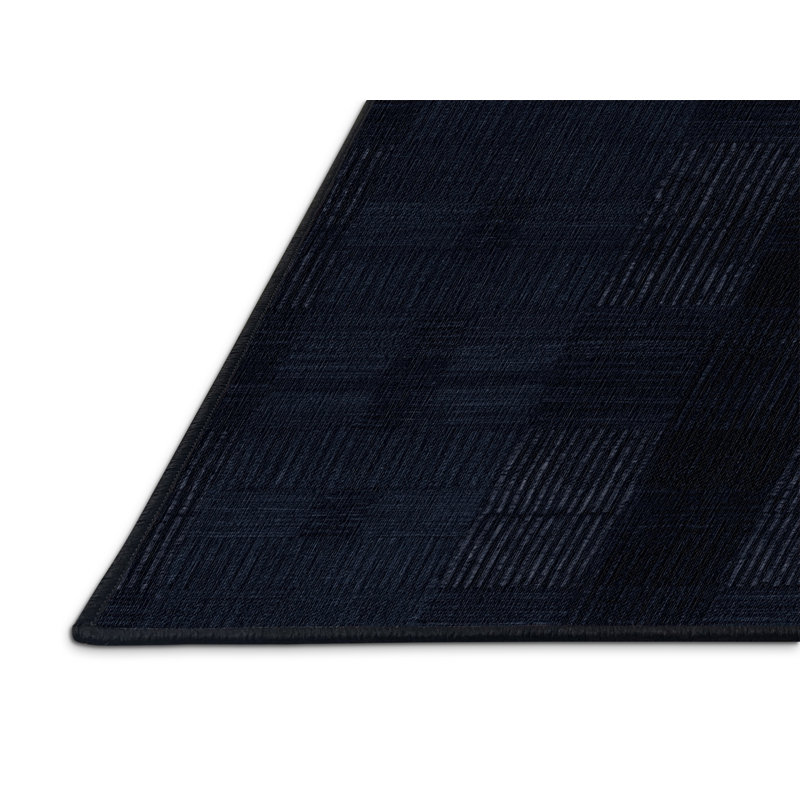 Machine Washable Checkered Gray Area Rug, Square 7'