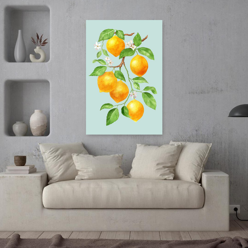 Contemporary Art Fruit Summer Wall Art, 36" H x 24" W, Blue/Orange
