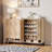 6-Tier Natural Wood Shoe Cabinet With Geometric Doors For Entryway & Living Room