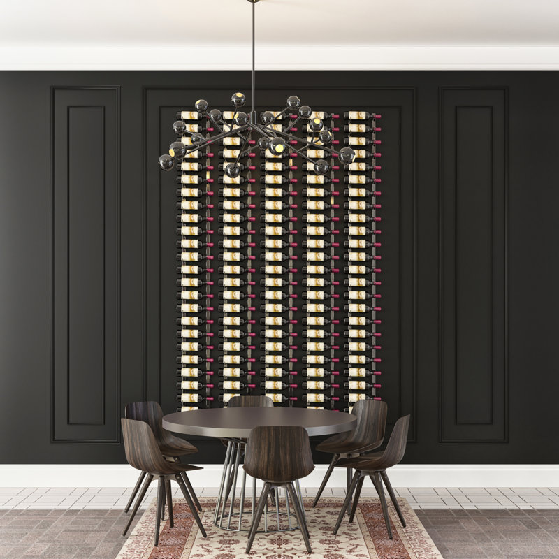 Ensemble de support à vin mural Iyleena 8 (120 bouteilles, nickel brossé), Noir mat, H 72 po x l 65 po x P 8,5 po