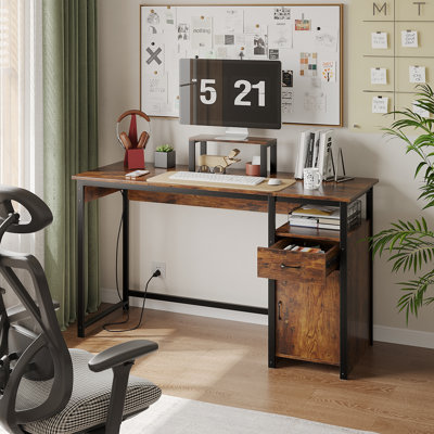 Bureau d'ordinateur avec tiroir de rangement, table d'écriture moderne pour adultes