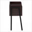 Table basse en stratifié brun foncé avec pieds en métal noir, casier peu encombrant pour le salon / la chambre à coucher