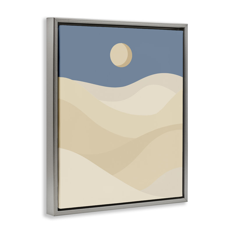 «Desert Dunes & Moon», art mural encadré par Daphne Polselli, Cadre flottant gris lustré, H 21 po x l 17 po