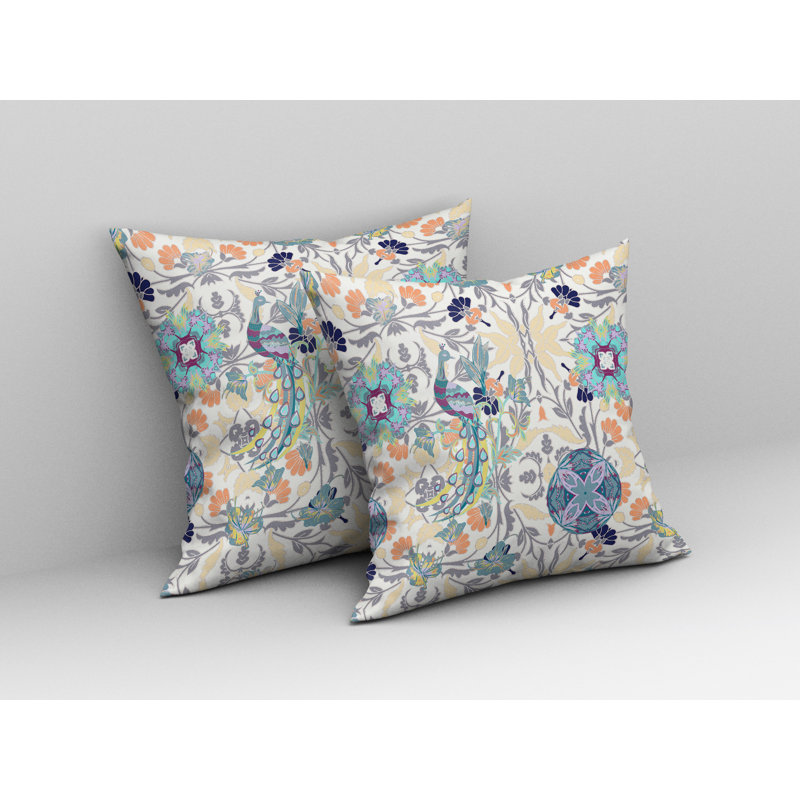 Amaretto Reversible Throw Pillow, 16"x16", White/Gray