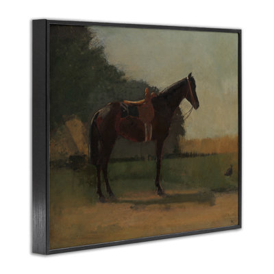 Racing Horse with Saddle Gray Framed Giclee Art by CAD Designs