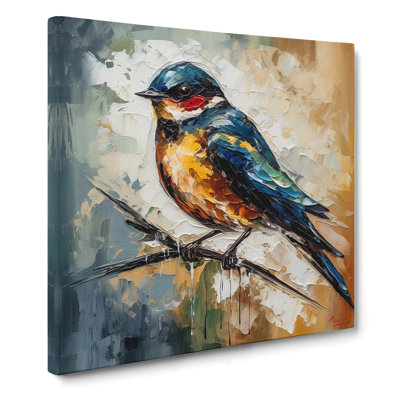 Swallow Palette Knife Painting - Wrapped Canvas