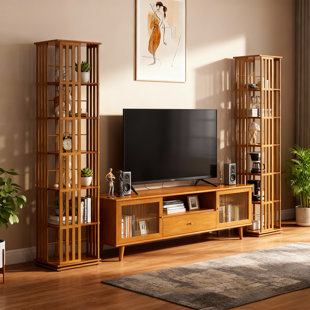 70.5" H x 14.6" W 6-Tier Bamboo Rotating Bookshelf, 360° Revolving Bookcase Corner Freestanding Storage Organizer