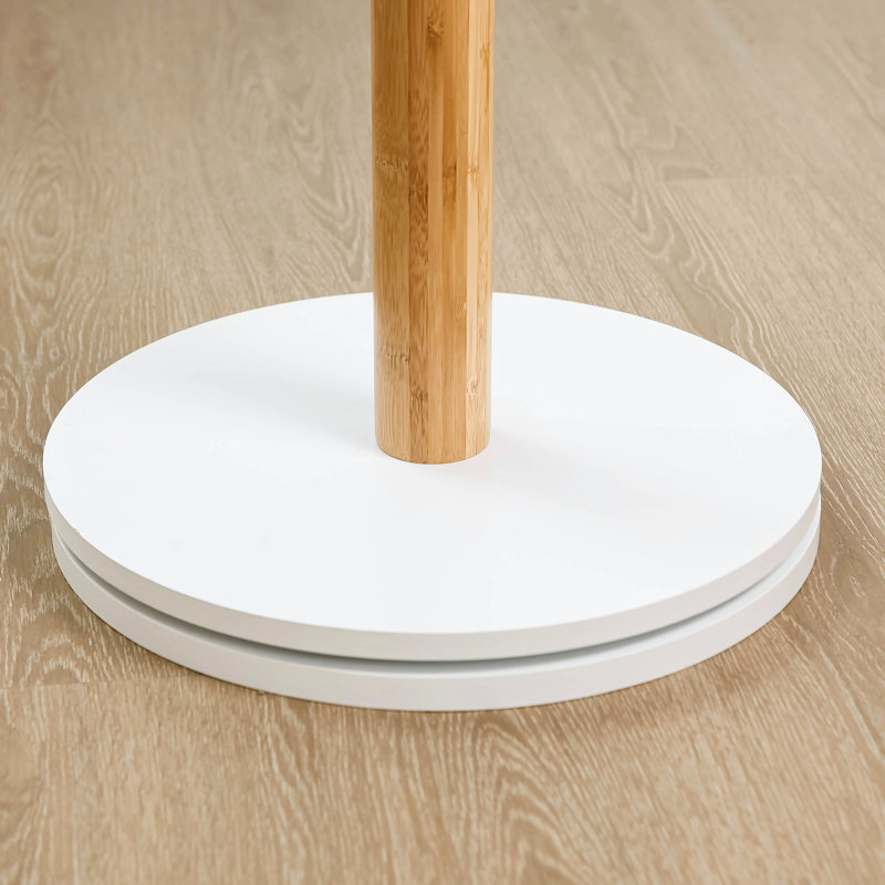 Flat Floor Mirror with Hooks, Nature/White