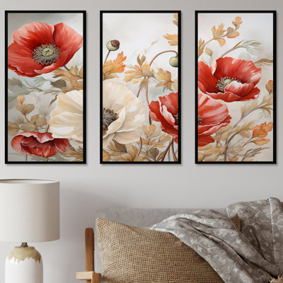 Poppies Charm In Winter Delight II - Poppies Canvas Art Set
