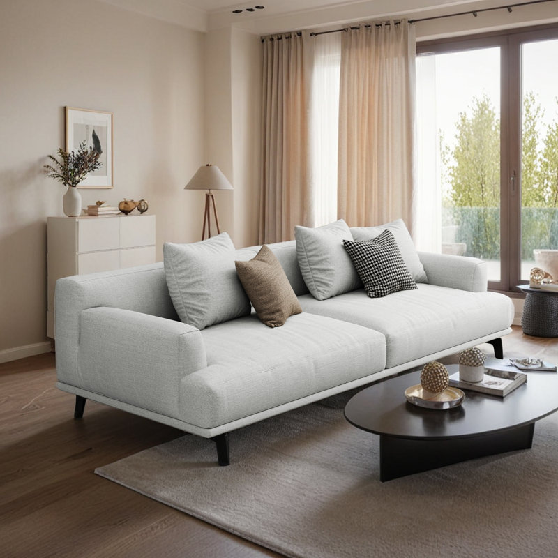 Canapé moderne en lin rembourré de coton pour le salon, 29.9" H x 82.6" W x 37.4" D