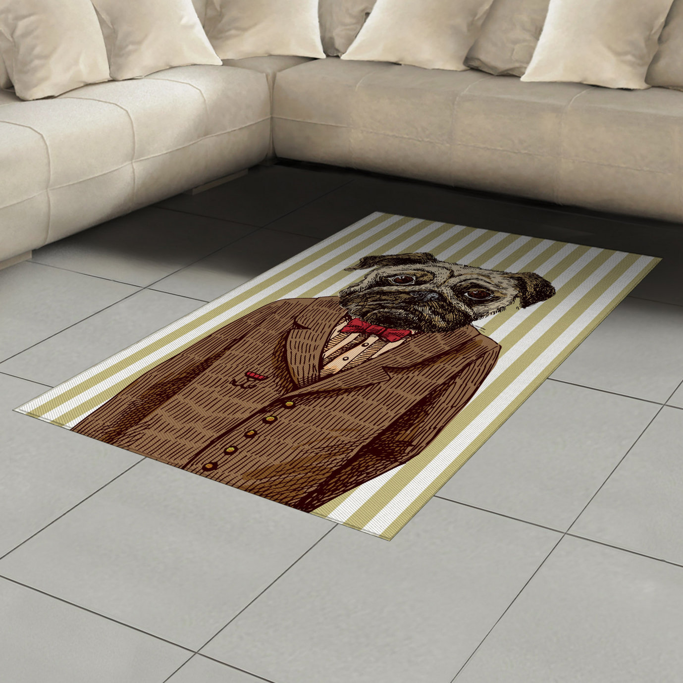 East Urban Home Pug High Density Long Fiber Poly Threads Decorative ...