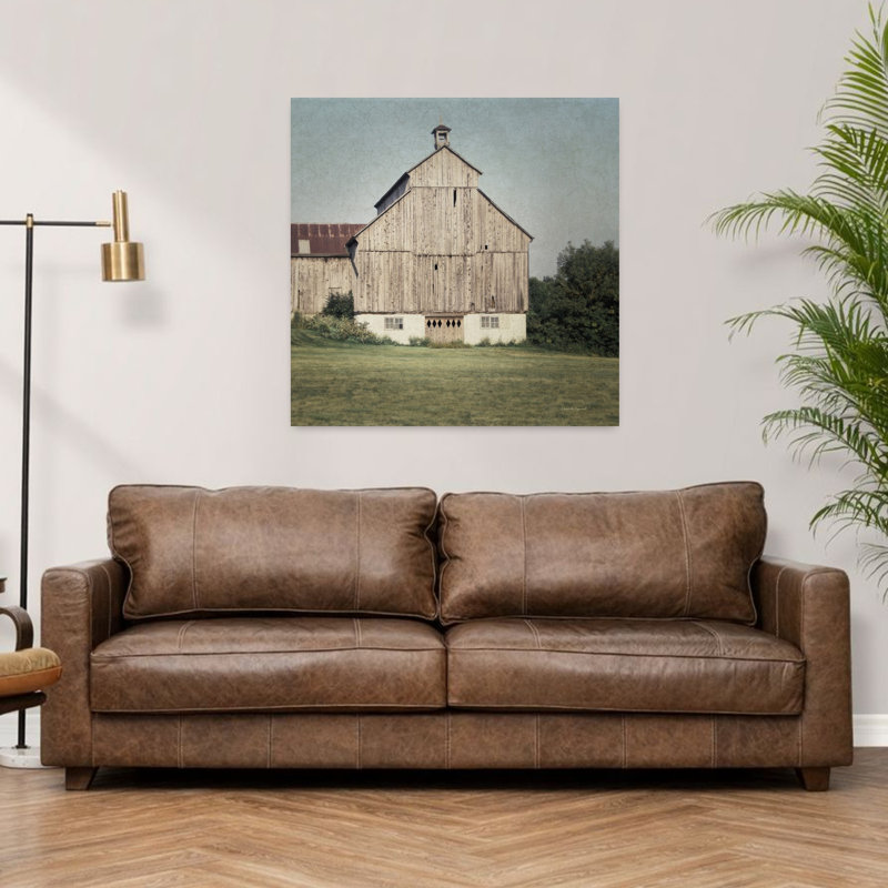 Art contemporain contemporain de campagne iv neutre avec architecture Barn Art, H 36 po x l 36 po