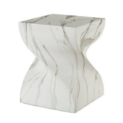 Cement Geometric Side Table with Artificial Terrazzo Finish
