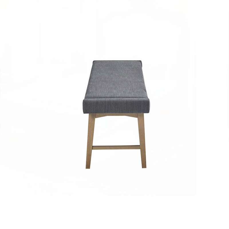 April Mid-Century Gray Upholstered Wood Frame Accent Bench