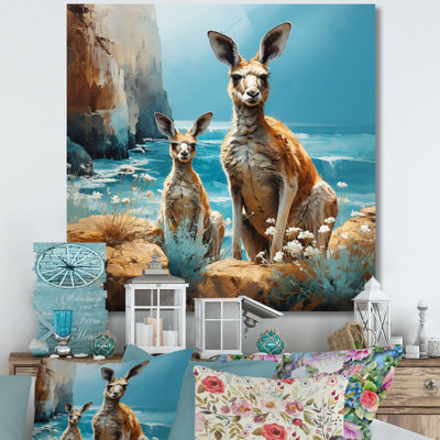 «Kangaroo Family In Australie Coast III», reproduction sur toile