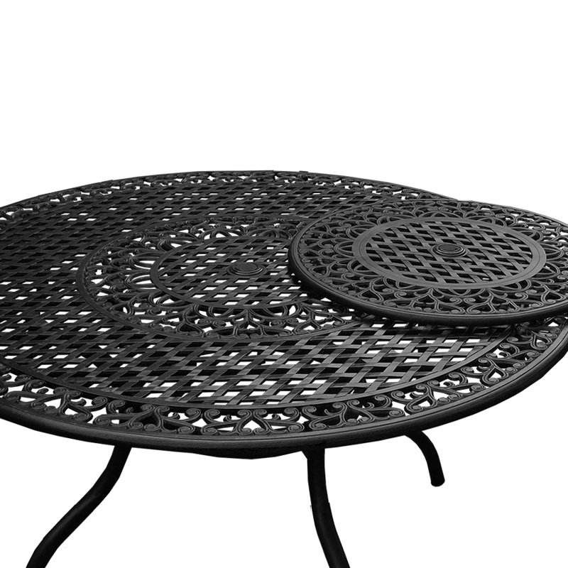Casarez Outdoor Round Dining Table, Black