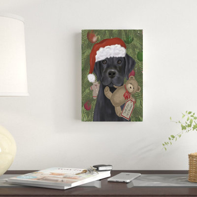 " Christmas Black Labrador And Teddy " by Fab Funky