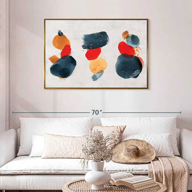 Taches d'aquarelle, Cadre flottant doré, 43 po x 29 po