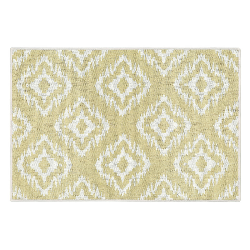 Birgid Geometric Non-Skid Kitchen Mat, Beige