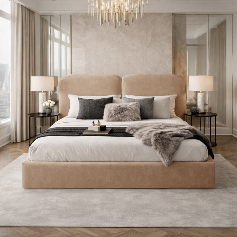 Bed, Beige, Double (4'6)