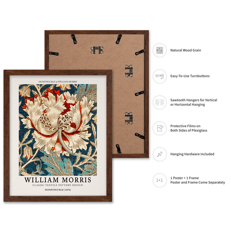 William Morris - Chèvrefeuille n ° 5, Affiche, H 08 po x l 10 po, Encadrement brun
