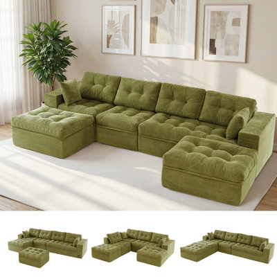 Boneless Corduroy Cloud Modular Couch,4-in-1 Flexible Combination Sectional Sofa