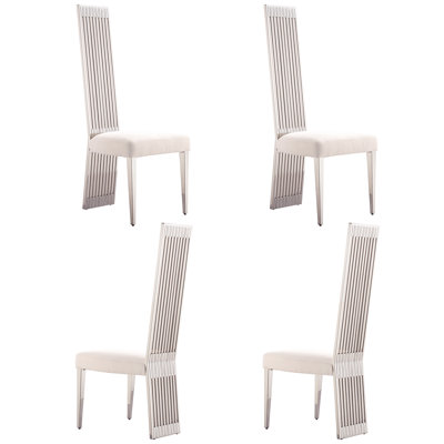 Ensemble de 6 chaises de salle à manger blanches et argentées
