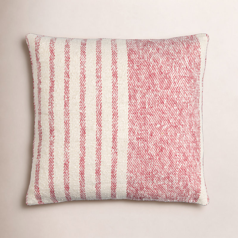 Coussin en coton Weldon, Rouge, 22 po x 22 po, Housse de coussin seulement - sans coussin