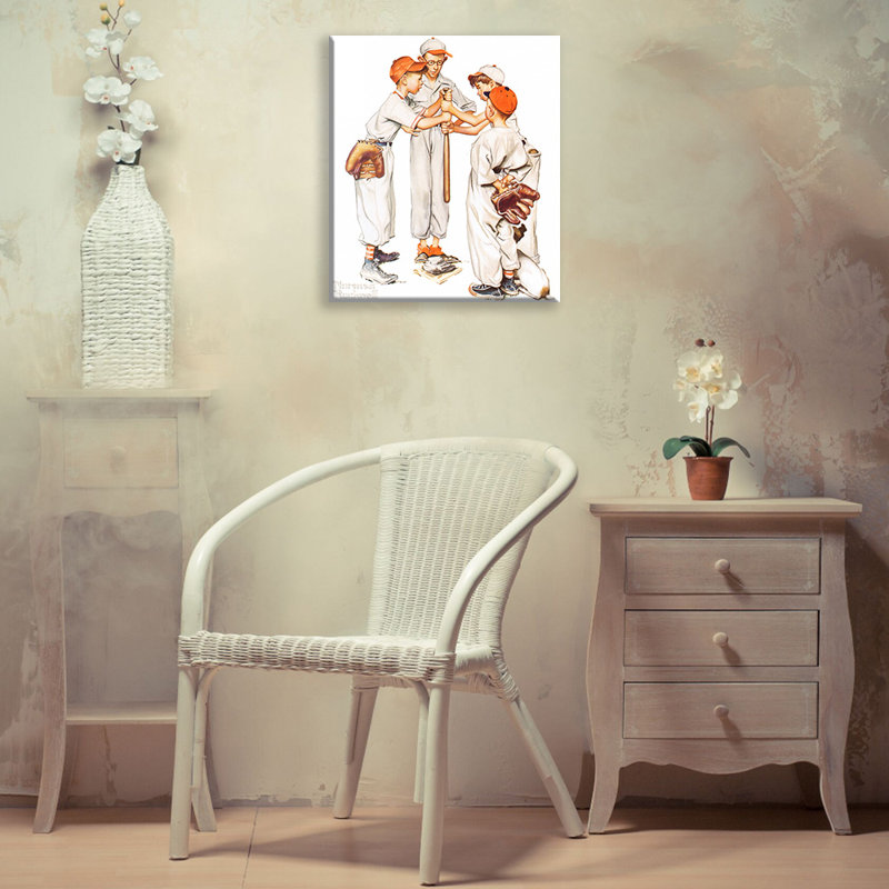 Toile tendue avec châssis «Choosin Up Baseball» par Norman Rockwell, H 18 po x l 13 po