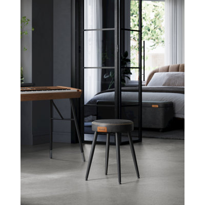 Cantrall Upholstered Leather Bar Stool with Steel Frame