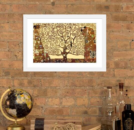«The Tree of Life» par Gustav Klimt - reproduction, H 24 po x l 32 po x p 1 po, Papier encadré blanc