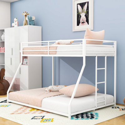 Twin over Full Metal Bunk Bed with Ladder and Slats